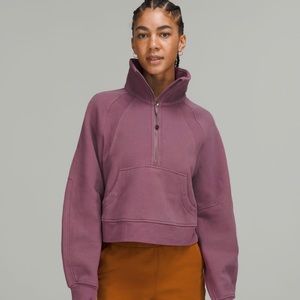 NWT Vintage Plum Oversized Scuba Funnel Neck Half Zip